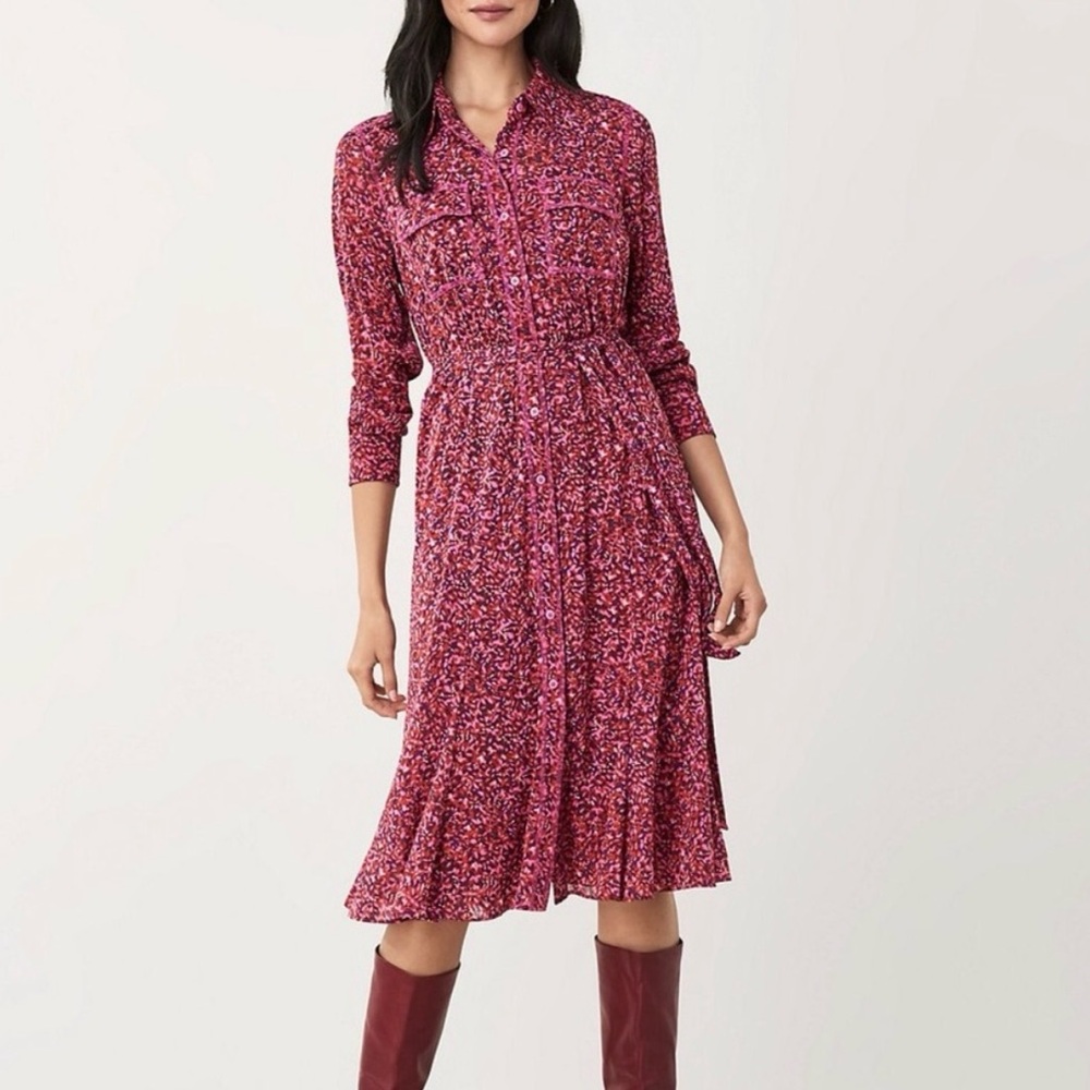 DVF Andi Mesh Shirt Dress in Garden Scribble Acai